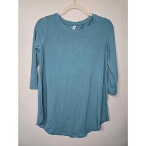 Zenanna womens Blue 3/4 Sleeve Shirt Size small flowy top